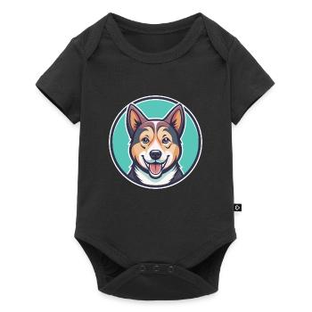 Kintamani Chien Race Dessin Animé Kawaii Clipart Animal - Body à manches courtes Premium Bébé - noir - Devant
