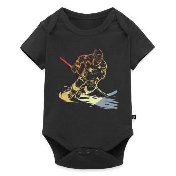 Joueur de hockey sur glace croquis rétro - Body à manches courtes Premium Bébé - noir - Devant