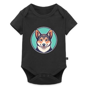 Norvégien Lundehund Race de chien Drôle Dessin animé Kawaii - Body à manches courtes Premium Bébé - noir - Devant
