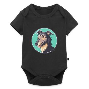 Pampas Deerhound Dog Breed Cartoon Kawaii Clipart - Baby Premium short-sleeve bodysuit - black - Front