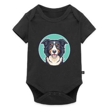 Chien de berger picard, race de chien, dessin animé, Kawaii, Clipart - Body à manches courtes Premium Bébé - noir - Devant