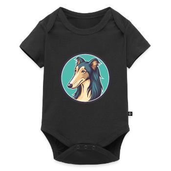 Silken Windhound Chien Race Dessin animé Kawaii Clipart - Body à manches courtes Premium Bébé - noir - Devant