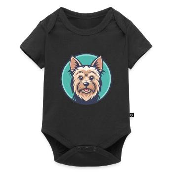 Silky Terrier Chien Race Dessin animé Kawaii Clipart Animal de compagnie - Body à manches courtes Premium Bébé - noir - Devant
