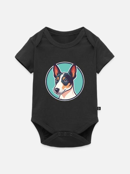 Glatter Foxterrier Hunderasse Karikatur Kawaii - Baby Premium Kurzarmbody - Schwarz