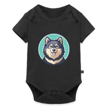 Suédois Laponie Chien Race Dessin animé Kawaii Clipart - Body à manches courtes Premium Bébé - noir - Devant