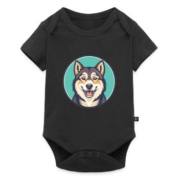 Sibérie occidentale Laïka race de chien drôle dessin animé Kawaii - Body à manches courtes Premium Bébé - noir - Devant