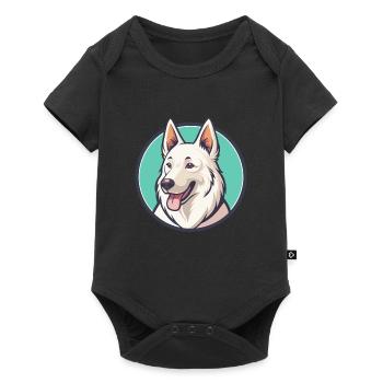 Berger Suisse Blanc Chien Race Dessin Animé Kawaii Pet - Body à manches courtes Premium Bébé - noir - Devant