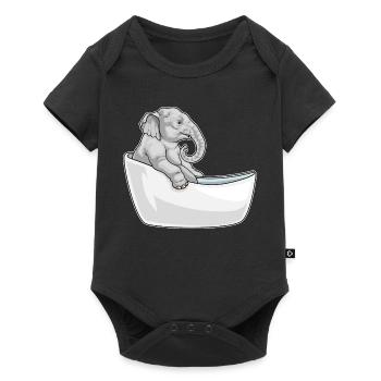Elephant Bathing Bathtub - Baby Premium short-sleeve bodysuit - black - Front