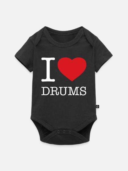 I LOVE DRUMS - Baby Premium Kurzarmbody - Schwarz
