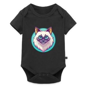 Birma Katze Rasse Karikatur Kawaii Tier Haustier - Baby Premium Kurzarmbody - Schwarz - Vorne