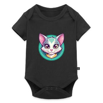 Bambino Chat Race Dessin Animé Kawaii Animal Pet - Body à manches courtes Premium Bébé - noir - Devant