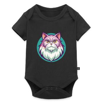 British Longhair Cat Breed Cartoon Kawaii Animal - Baby Premium short-sleeve bodysuit - black - Front