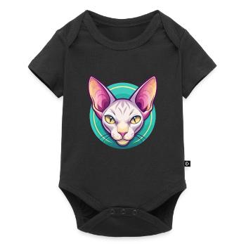 Peterbald Chat Race Dessin Animé Kawaii Animal Pet - Body à manches courtes Premium Bébé - noir - Devant