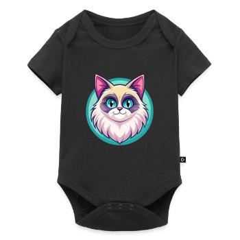 Ragdoll Chat Race Dessin Animé Kawaii Animal Pet - Body à manches courtes Premium Bébé - noir - Devant