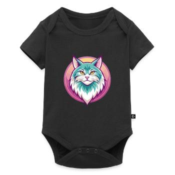 Chat Sibérien Race Dessin Animé Kawaii Animal Pet - Body à manches courtes Premium Bébé - noir - Devant