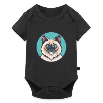 Birma Katze Rasse Karikatur Kawaii Tier Haustier - Baby Premium Kurzarmbody - Schwarz - Vorne