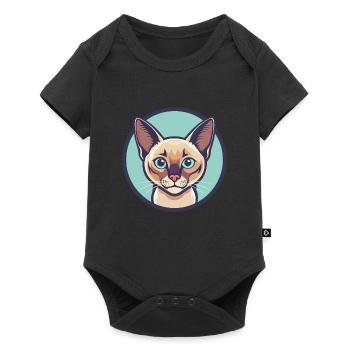 Europäische Burma-Katzenrasse Karikatur Kawaii Tier - Baby Premium Kurzarmbody - Schwarz - Vorne