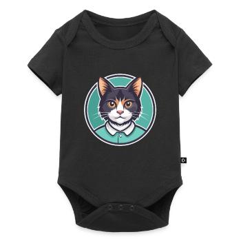 Manx Chat Race Dessin Animé Kawaii Animal Pet - Body à manches courtes Premium Bébé - noir - Devant