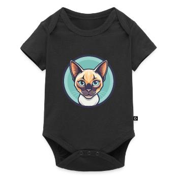 Chat thaïlandais race dessin animé Kawaii Animal Pet - Body à manches courtes Premium Bébé - noir - Devant