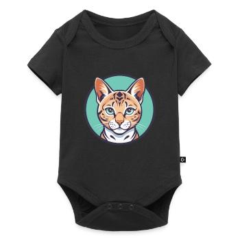 Schnee Bengal Katze Rasse Karikatur Kawaii Tier Haustier - Baby Premium Kurzarmbody - Schwarz - Vorne