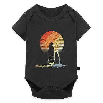 Surfbrett Vintage - Baby Premium Kurzarmbody - Schwarz - Vorne
