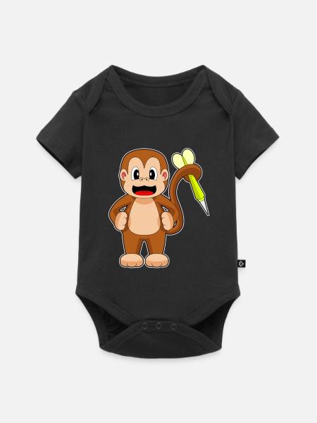 Affe Dart Dartpfeil - Baby Premium Kurzarmbody - Schwarz