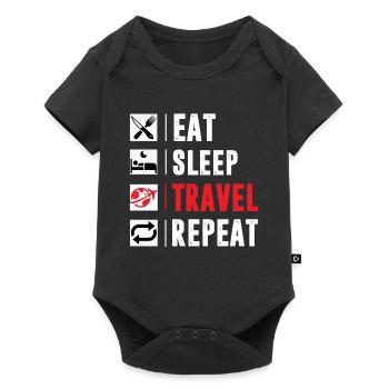 Eat SleepTravel Repeat Shirt For MEn Women And Kid - Baby Premium short-sleeve bodysuit - black - Front