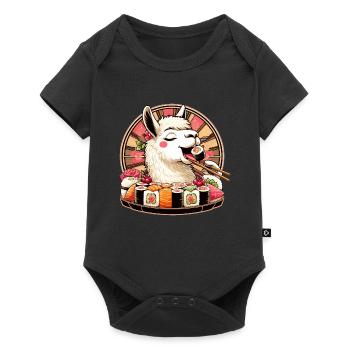 Sushi Lama Maki Geschenk - Baby Premium Kurzarmbody - Schwarz - Vorne