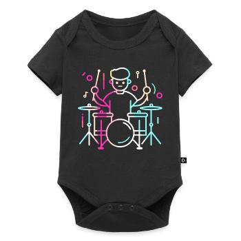Drummer Boy Dessin - Body à manches courtes Premium Bébé - noir - Devant