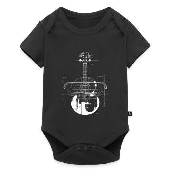Ukulele Zeichnung - Baby Premium Kurzarmbody - Schwarz - Vorne
