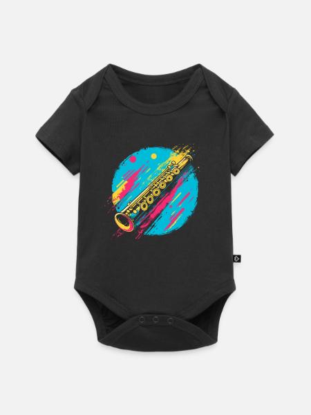 Flöte - Baby Premium Kurzarmbody - Schwarz