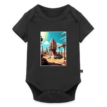 Hampi India Travel Poster Souvenir Postcard Paint - Baby Premium short-sleeve bodysuit - black - Front