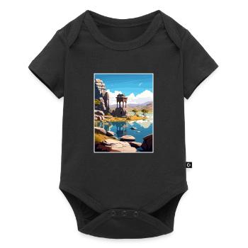 Hampi India Travel Poster Souvenir Postcard Paint - Baby Premium short-sleeve bodysuit - black - Front