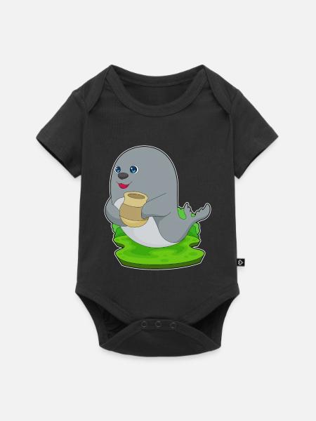 Seehund Vase - Baby Premium Kurzarmbody - Schwarz