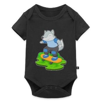 Wolf Skater Skateboard - Baby Premium short-sleeve bodysuit - black - Front