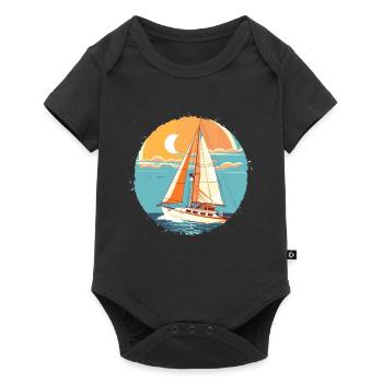 Segeln Comic Look - Baby Premium Kurzarmbody - Schwarz - Vorne