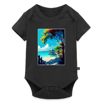 Negril Karibik Reise Poster Souvenir Farbe WPA - Baby Premium Kurzarmbody - Schwarz - Vorne
