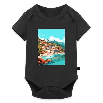Yelapa Travel Poster Souvenir Postcard Painting - Baby Premium short-sleeve bodysuit - black - Front