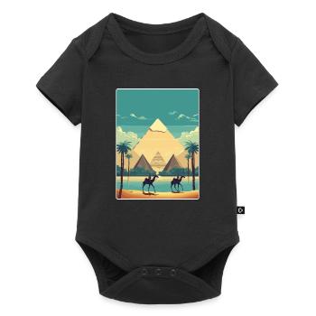 Kairo Ägypten Große Pyramiden Von Gizeh Reiseposter - Baby Premium Kurzarmbody - Schwarz - Vorne