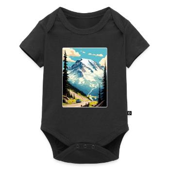 Mount Rainier Nationalpark Reiseposter Souvenir - Baby Premium Kurzarmbody - Schwarz - Vorne