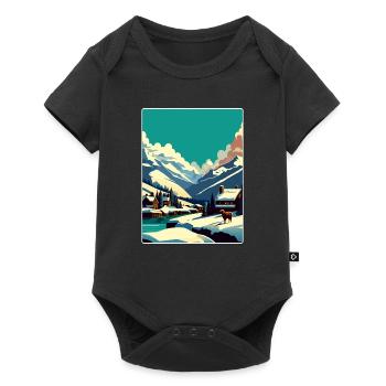 Verbier Station de ski Montagne Suisse Voyage WPA - Body à manches courtes Premium Bébé - noir - Devant