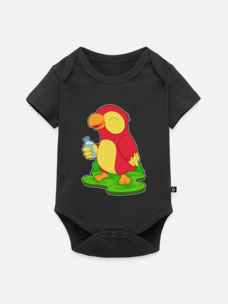 Papagei Wasserflasche - Baby Premium Kurzarmbody - Schwarz