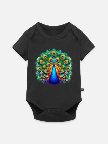 Pfau - Baby Premium Kurzarmbody - Schwarz