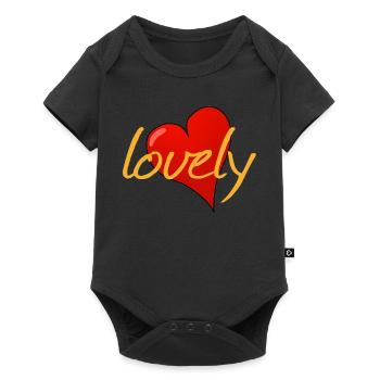 LOVELY - Baby Premium short-sleeve bodysuit - black - Front
