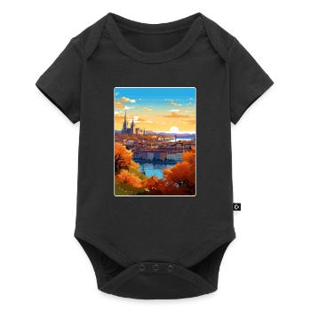 Lyon Frankreich Reise Poster Souvenir Postkarte Farbe - Baby Premium Kurzarmbody - Schwarz - Vorne