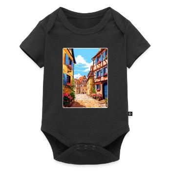 Alsace France Travel Poster Souvenir Painting WPA - Baby Premium short-sleeve bodysuit - black - Front