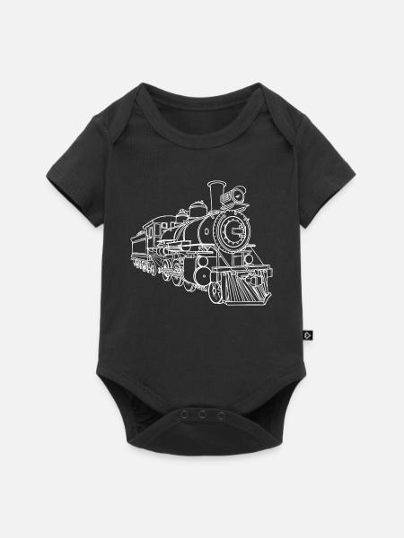 Eisenbahn Skizze - Baby Premium Kurzarmbody - Schwarz