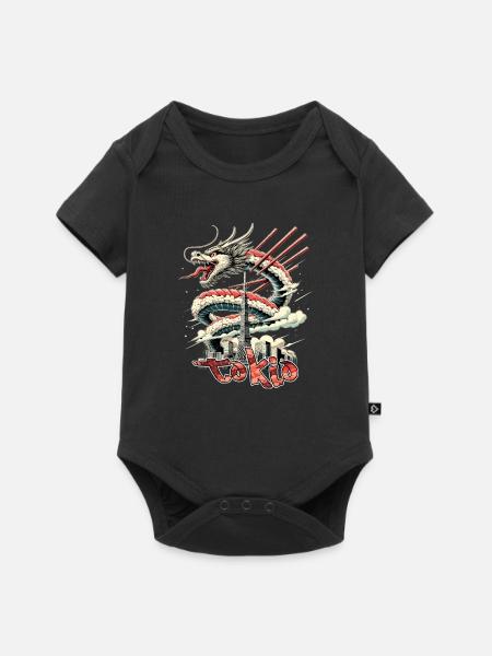 Sushi Drache Tokio Geschenk - Baby Premium Kurzarmbody - Schwarz