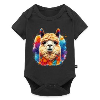 Alpaka - Baby Premium Kurzarmbody - Schwarz - Vorne