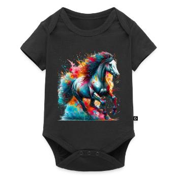 Horse - Baby Premium short-sleeve bodysuit - black - Front